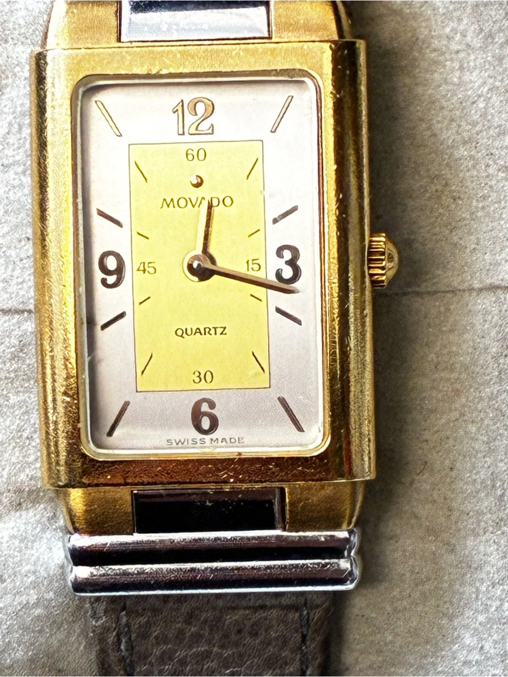 Vintage Movado 18mm Rectangular Ladies Watch 87-24-437 New Battery